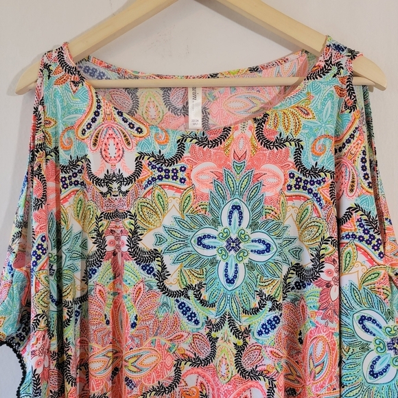 SWIM By Cacique Women's Beach Dress Sz 22/24 Colorful Stretchy Boho Resortwear - Picture 3 of 12